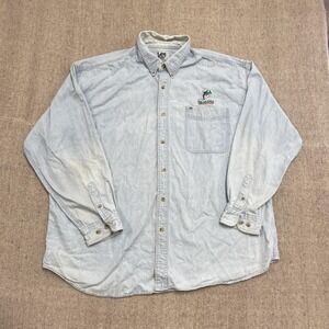 vintage Miami Dolphins button up shirt denim mens 2XL blue 1990s Lee NFL